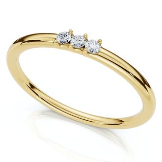 Pompeii3 Delicate Diamond 3-Stone Minimalist Anniversary Wedding Ring 14k Gold Lab Grown