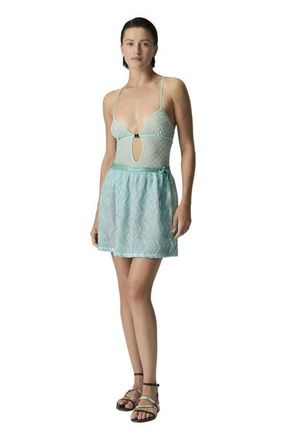 Missoni Zigzag Mesh Pareo Mini Skirt With Sequins in Light Blue at Nordstrom, Size Small