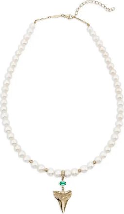 Jacquie Aiche 14K Yellow Gold Shark Tooth Emerald And Diamond Necklace - Womens - 14kt Gold/Diamond/Mother Of Pearl