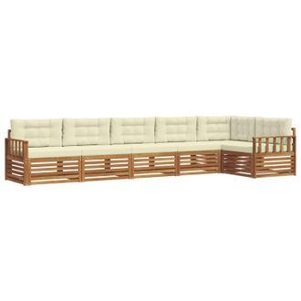 vidaXL Conjunto De Sof&aacute;s De Exterior Con Coj&iacute;n 6 Pcs Natural Y Crema Vidaxl