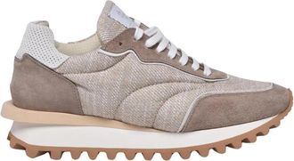 Eleventy Su&egrave;de & Lam&eacute; Sneaker - Dames - Sneakers - Beige - 39 EU - Su&egrave;de - Schoenen