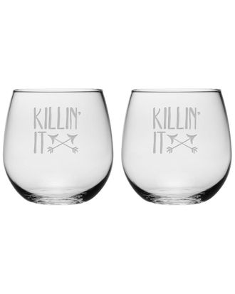 SUSQUEHANNA GLASS Set of Two 16.75oz Killin It Stemless Glasses
