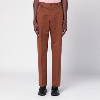 Pantaloni Torino Brown cotton and linen trousers