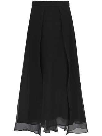 Brunello Cucinelli Zijden maxi-rok - Zwart