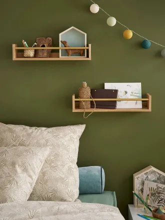 Vertbaudet 2er-Set Kinderzimmer Wandregale mit goldener Stange gold