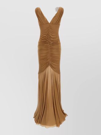 Giuseppe Di Morabito v neck sleeveless dress ruched floor length