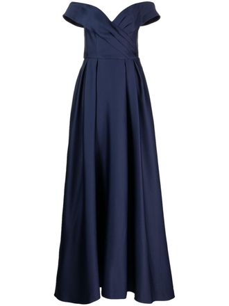 Marchesa Satijnen avondjurk - Blauw