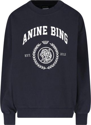 Anine Bing Graphic Print Sweatshirt with Classic Crew Neckline