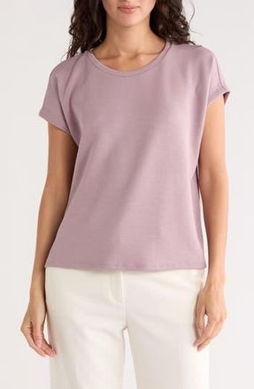 T Tahari Extended Shoulder Crewneck Scuba Knit T-Shirt in Wisteria at Nordstrom Rack, Size X-Small