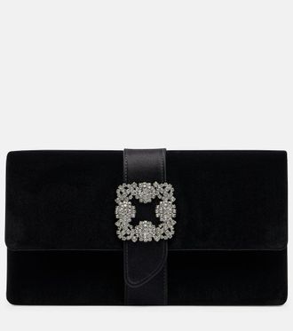 Manolo Blahnik Capri embellished velvet clutch