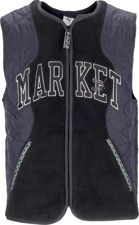 Puma Zwarte Sherpa Mouwloze Vest met Rits - Heren - Bodywarmers - Zwart - XL - Polyester - Jassen