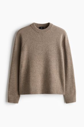 H&M Feinstrickpullover aus Wolle in Regular Fit - Dunkelbeige