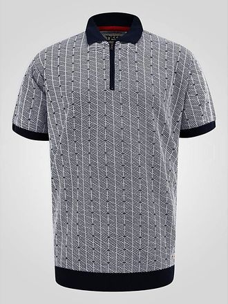 D555 PERRY Jacquard Knitted Zipped Polo