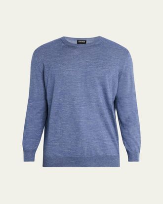 Ermenegildo Zegna Mens Silk, Cashmere and Linen Crewneck Sweater