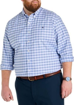 Brooks Brothers Big & Tall Non-Iron Check Sport Shirt V2 in Blue Gray White at Nordstrom, Size Xx-Large