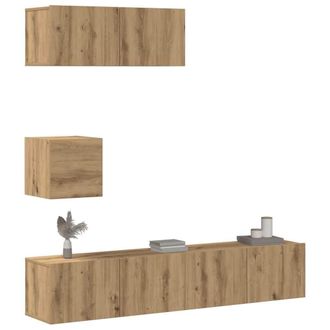 Berkfield Home 4 Piece TV Cabinet Set Wall-mounted Artisan Oak Engineered Wood