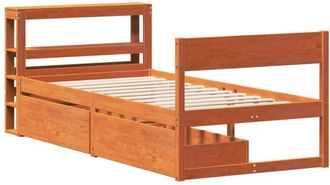 vidaXL Estructura De Cama Sin Colch&oacute;n Madera Maciza Marr&oacute;n 90x190 Cm Vidaxl
