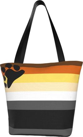 AOOEDM Gay Bear Brotherhood Pride Flag Reusable Tote Bag Women Casual Handbag Shoulder Bags for Shopping Groceries Travel Outdoors