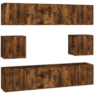 vidaXL Vidaxl - Set De Muebles De Tv 8 Pzas Madera Contrachapada Roble Ahumado