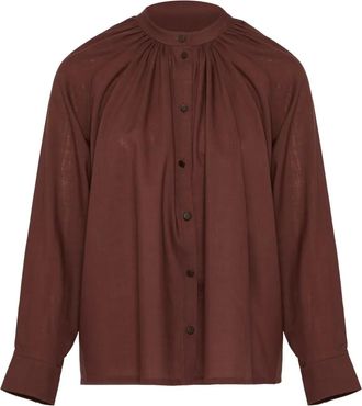Yves Salomon Blouse met geplooide hals - Bruin