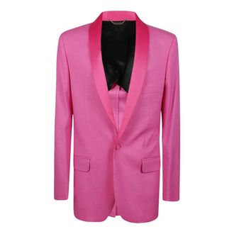 John Richmond Smokingblazer met sjaalkraag - Heren - Pakken - Roze - Maat: L Wol