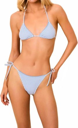 Solid & Striped Iris Seersucker Bikini Top In Blue Lagoon / Brule Stripe