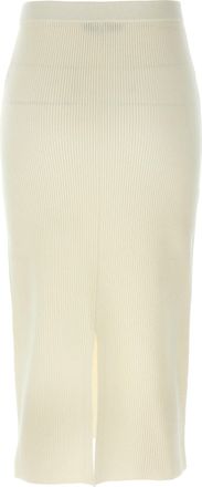 Alessandra Rich Ribbed Wool-Cashmere Blend Skirt - Cream