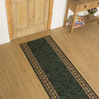 Runrug Hallway Runner Rug - Non-Slip, Hardwearing, 5.4mm - Cheops in Green | Size: 100 cm x 210 cm