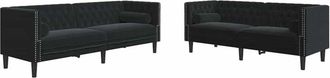 vidaXL Sofa Set Black Velvet vidaXL