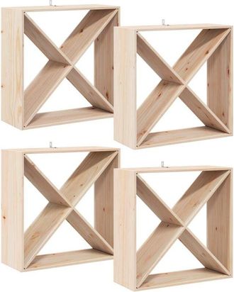 vidaXL Wine Rack 4 pcs Natural 62 x 25 x 62 cm Solid Pine Wood vidaXL