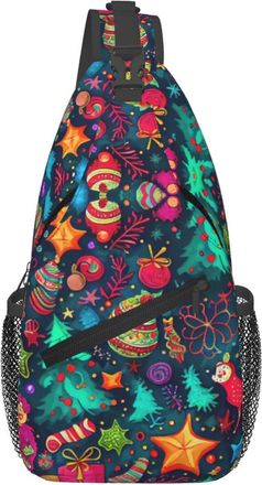 Generic Christmas Tree Festive Vivid Sling Bag Anti Theft Cross Body Bag With Zipper Backpack For Runner Workout Traveling