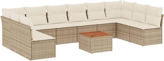 vidaXL Set De Sof&aacute;s De Jard&iacute;n 11pzas Con Cojines Rat&aacute;n Sint&eacute;tico Beige Vidaxl