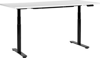 Beliani Beliani - Escritorio De Altura Regulable El&eacute;ctrico Dise&ntilde;o Moderno Patas Redondas 180 X 80 Cm Tablero Blanco Soporte De Acero Negro Destinas