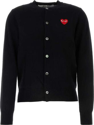 Comme Des Gar&ccedil;ons (WMNS) COMME des GARCONS PLAY FW25 Red Emblem Cardigan Black AX-N007-051-1