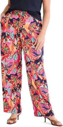 Nic+Zoe Kauai Garden Wide Leg Pants in Red Multi at Nordstrom, Size 22W