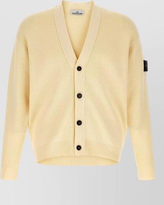 Stone Island ribbed v neck long sleeve cardigan