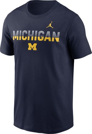 Nike Jordan Mens Michigan Campus Local Madness Jordan College T-Shirt in Blue | N19941SMWN-T4N