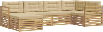 vidaXL Conjunto De Sof&aacute;s De Exterior 6 Uds. Y Beige Poli&eacute;ster Vidaxl