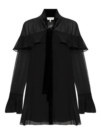 Frame Denim ruffled-details tie-neck dress - Nero