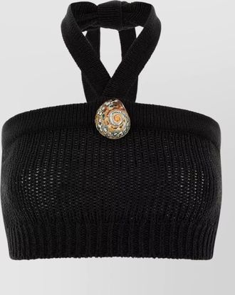 Alanui island memories halter neck knit crop top