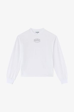 Ganni White Essential Basic Long-sleeve - Size XXS Organic Cotton
