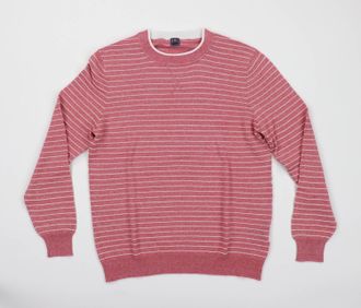 Fedeli Mens Prom Striped Cashmere And Linen Crewneck Sweater In Nantucket