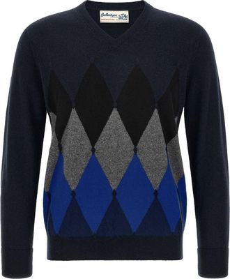 Ballantyne Dark Navy V Neck Sweater