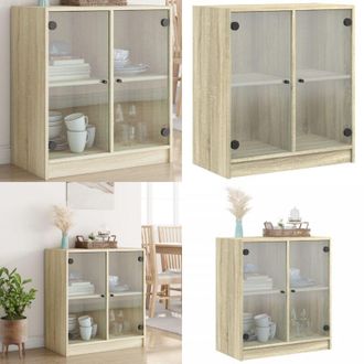vidaXL Mobile con Ante in Vetro Rovere Sonoma 68x37x75,5 cm - Ante in vetro - Credenza