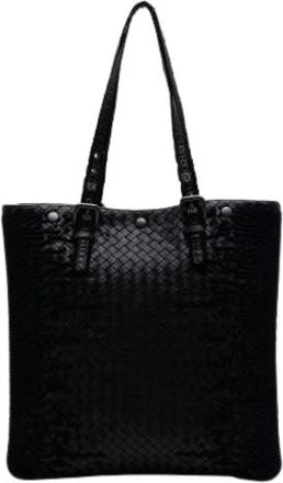 Bottega Veneta Pre-owned Geweven Leren Tote Bag - Dames - Vintage Shopper - Zwart - ONE Size - Leer - Vintage