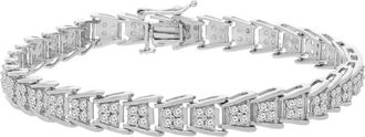 House of Brilliance 925 Sterling Silver 2.0 Cttw Diamond Fan-Shaped Overlapping Link Tennis Bracelet (I-J Color, I3 Clarity) - 8
