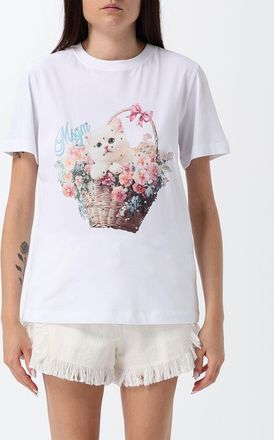 Msgm T-shirt in cotone a maniche corte con logo e applicazione di strass