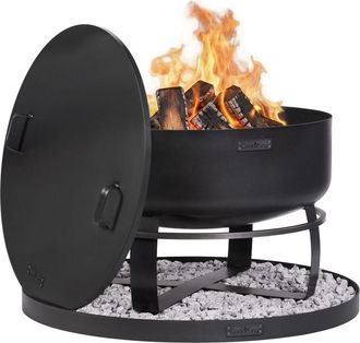 Cook King Kit Braciere Da Giardino viking Xxl Da 80 Cm Con Coperchio Da 81,5 Cm Con Bordo E Base Decorativa Rotonda In Pietra Da 100 Cm