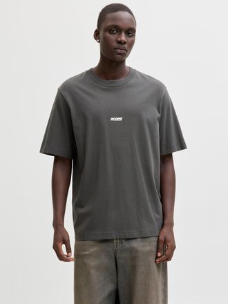 Jack & Jones T-Shirt JACK & JONES JCOCLUB BACK TEXT PRNT TEE SS CREW SN, Herren, Gr. XXL, asphalt, Jersey, Obermaterial: 100% Baumwolle, bedruckt, relaxed fit norm