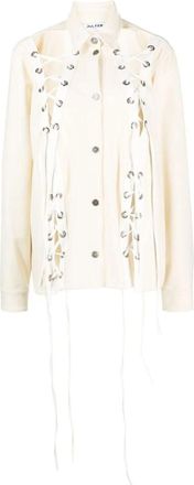 Julfer Ivory Lace-Up Wool Jacket - Dames - Zomerjassen - Beige - XS - Wol - Jassen